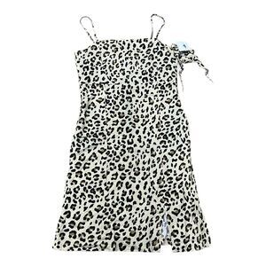 Rare Editions Beige Animal Print Front Slit Teen Dress with Scrunchie 16